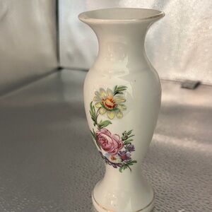Vintage Porcelain Floral White Bud Vase